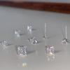 Korean Style Petite Square Zircon Stud Earrings for Pierced Ears - Simple Nude Diamond Cartilage Studs for Layering