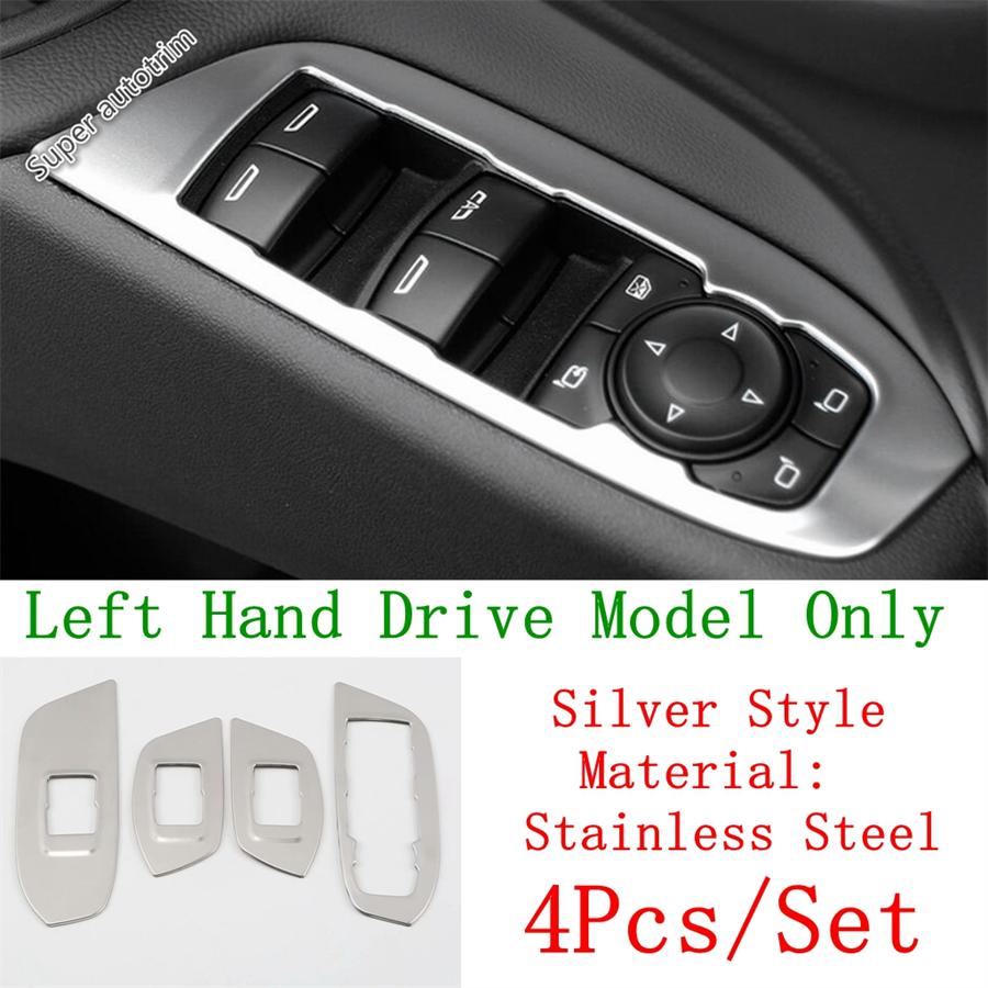 Car Inner Door Armrest Window Glass Lift Switch Button Panel Cover Trim Stainless Accessories For Chevrolet Equinox 2017 -