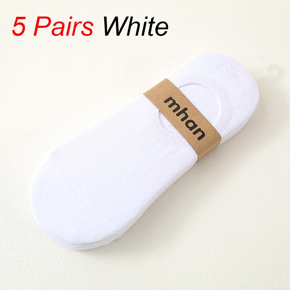 

5 пар мужских коротких носков, невидимые низкие хлопковые тонкие однотонные противоскользящие силиконовые летние дышащие повседневные носки One Size