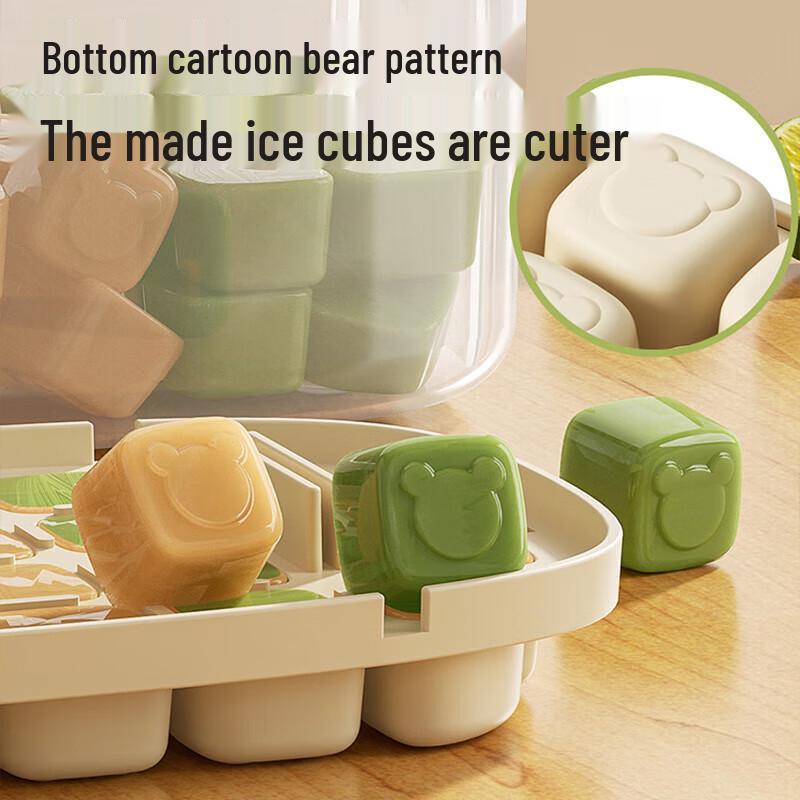 Press-Type Double-Layer Ice Cube Tray with Storage Bin