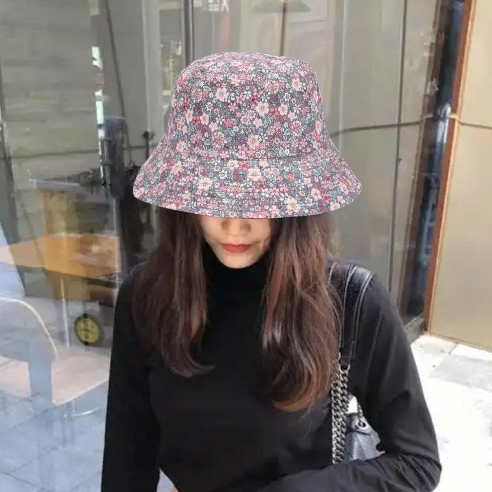 Fashion Small Floral Bucket Hat Sun Protection Casual Sun Hat Double-sided Panama Hat