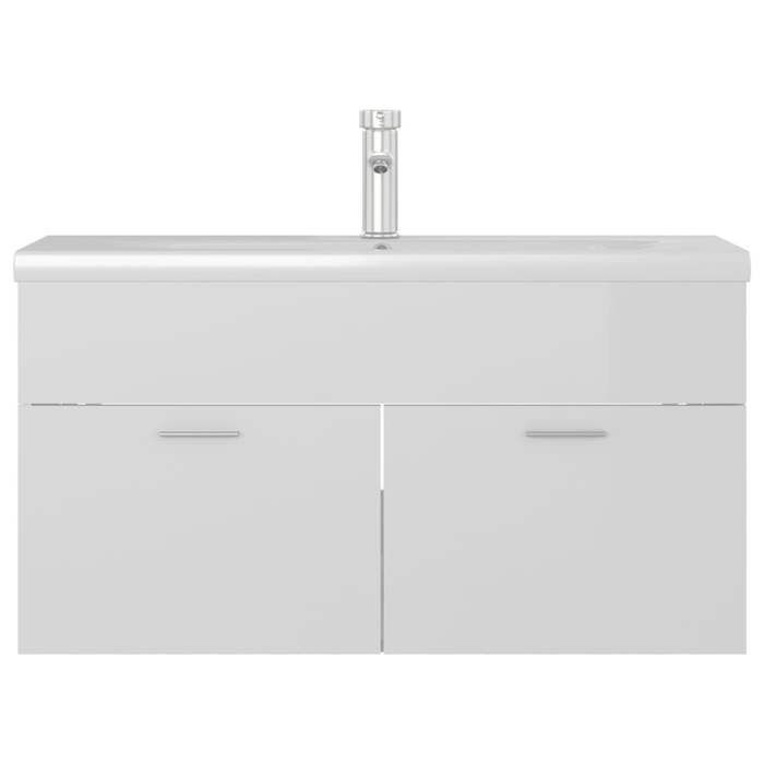 VidaXL Armoire d'Evier avec Lavabo Intégré Meuble de Rangement Placard de Salle de Bain Armoire de Rangement Toilette Blanc 3071294