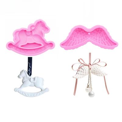 Rocking Trojan Horse Angel Wings Plaster Aromatherapy Car Decoration Pendant Silicone Mold Jewelry Keychain Bag Charms Drip Mold