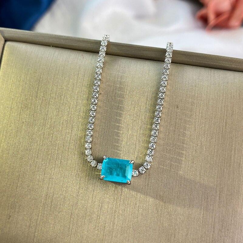 100% 925 Sterling Silver Paraiba Tourmaline Bracelet For Women Sparkling Full High Carbon Diamond Girls Party Fine Jewelry