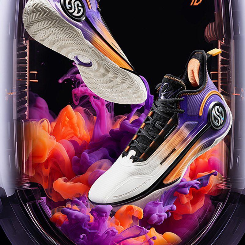361 AG4 CQT Cushioning Slip Resistant Abrasion Resistant Mid Top Basketball Shoes Men's White Orange 572411102-3