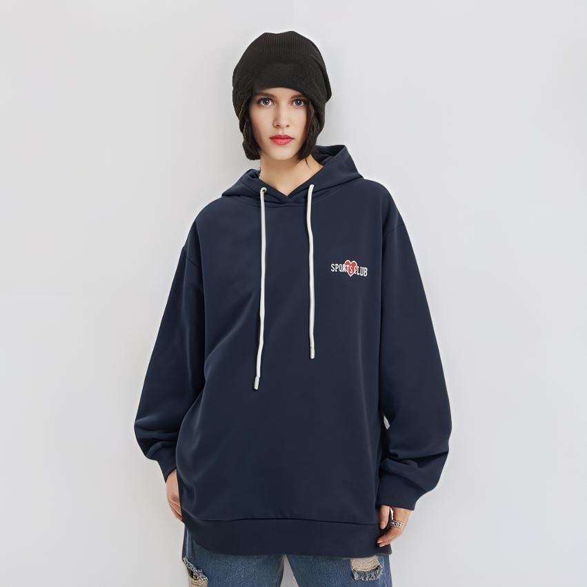 Li Ning Sports Lifestyle Series Letter Fleece Loose Hooded Pullover Long Sleeve Sweatshirt Women Sweatshirt Deep-Iris-Blue AWDU452-6