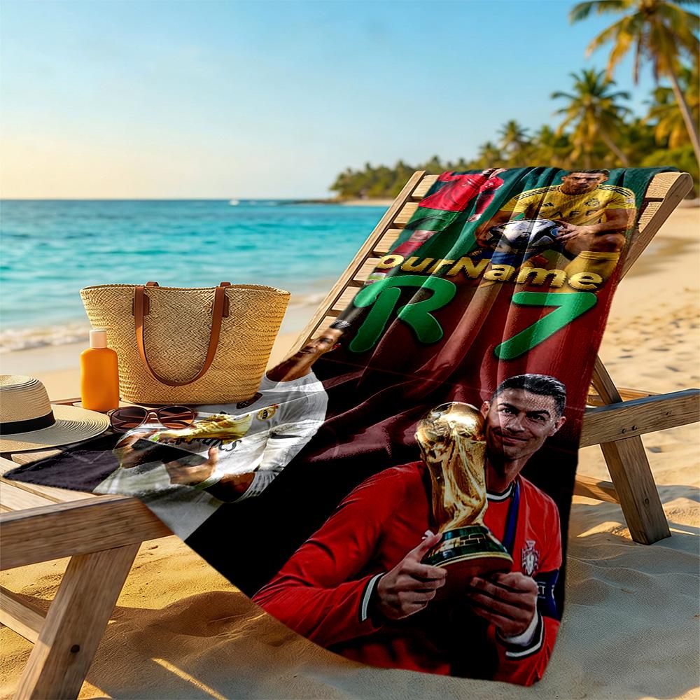 Cristiano Ronaldo Customize Text Beach Towel High Absorbency & Quick-Dry Suitable for Sports Travel Swimming Yoga Bathroom Beach And Pool
