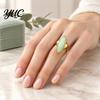 Non Tarnish Rings Statement Ring with Oval Faux Crystal, Vintage Geometric Dainty Ring, Men Women Finger Jewelry for Everyday Wear Parties Casual