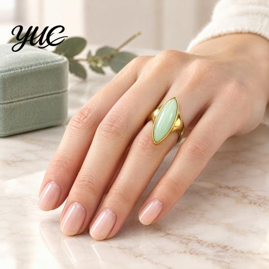 Non Tarnish Rings Statement Ring with Oval Faux Crystal, Vintage Geometric Dainty Ring, Men Women Finger Jewelry for Everyday Wear Parties Casual