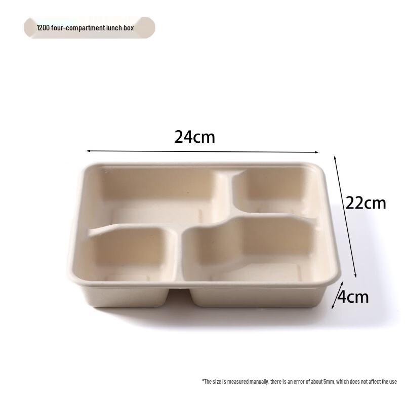 Tongyuan Shi Disposable Sugarcane Pulp 4-Compartment Meal Prep Containers