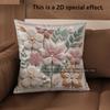 2D Floral Embroidered Pattern Decorative Pillow Covers Pattern Cushion Cover Suitable For Sofa Bedroom Car Pillow Cover