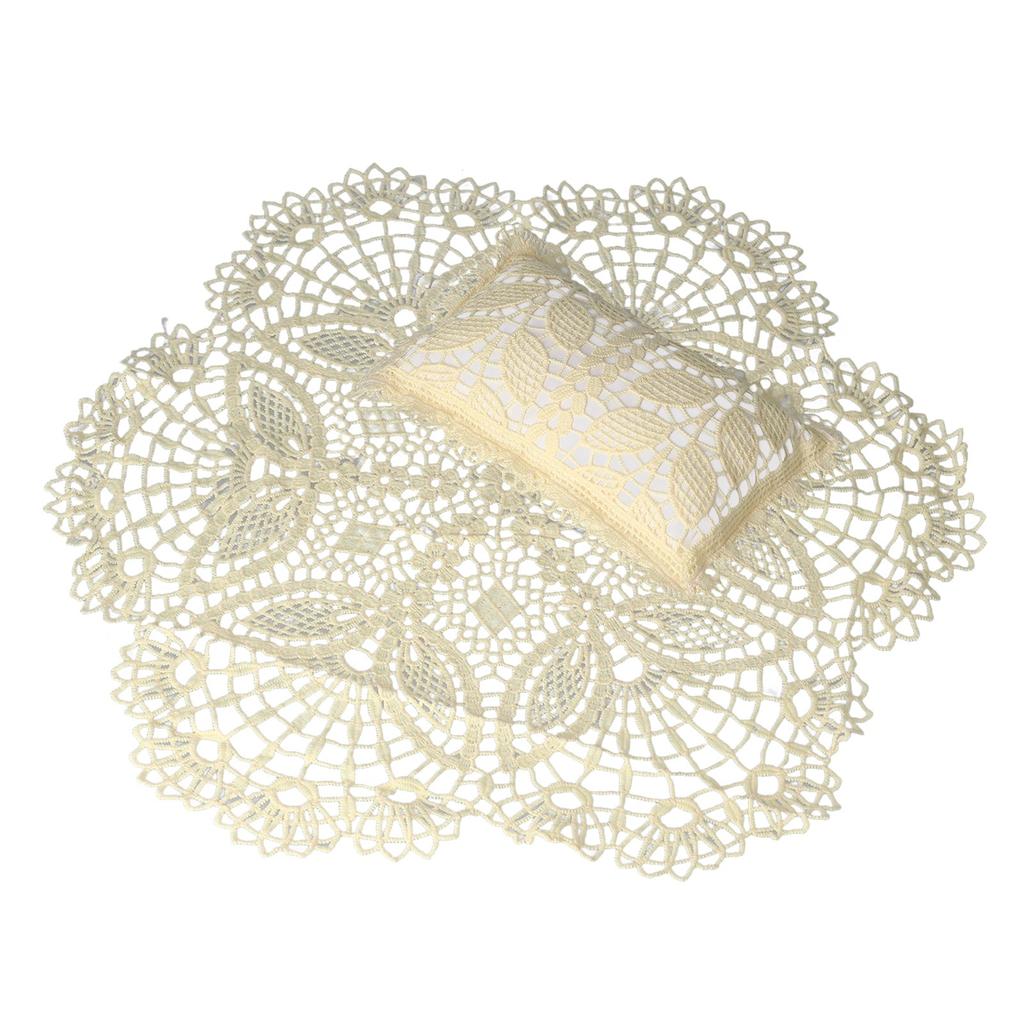 Newborn Baby Photography Blanket Pillow Hollow Lace Round Photo Shoot Studio PropsBeige