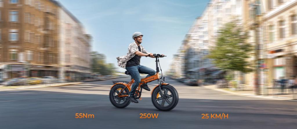 ENGWE EP-2 BOOST Electric Bike - 250W Motor, 120km Range, 20" Fat Tire E-Bike with Shimano 7-Speed
