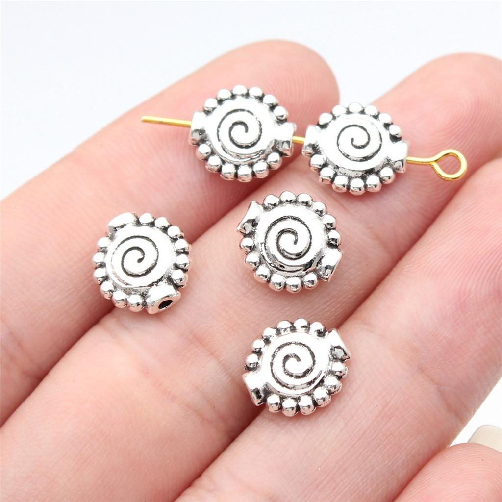 Twisted-Pattern Small-Hole Spacer Beads Mini Antique Bronze Silver Jewelry Making String Beads Separator