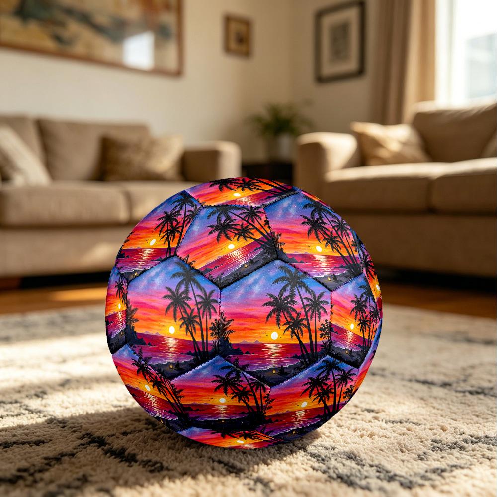 1 Stück Strand Sonnenuntergang Szene Langlebig Größe 5 Fußball Professioneller Spiel-Trainingsfußball Indoor & Outdoor Sportball p60197