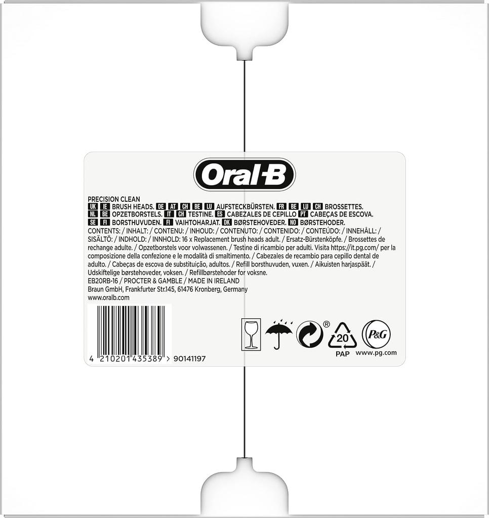 Braun Oral-B Genuine Basic Toothbrush Replacement Brush Set (16-Pack) EB20RB-16 Eco-Pack [Parallel Import]