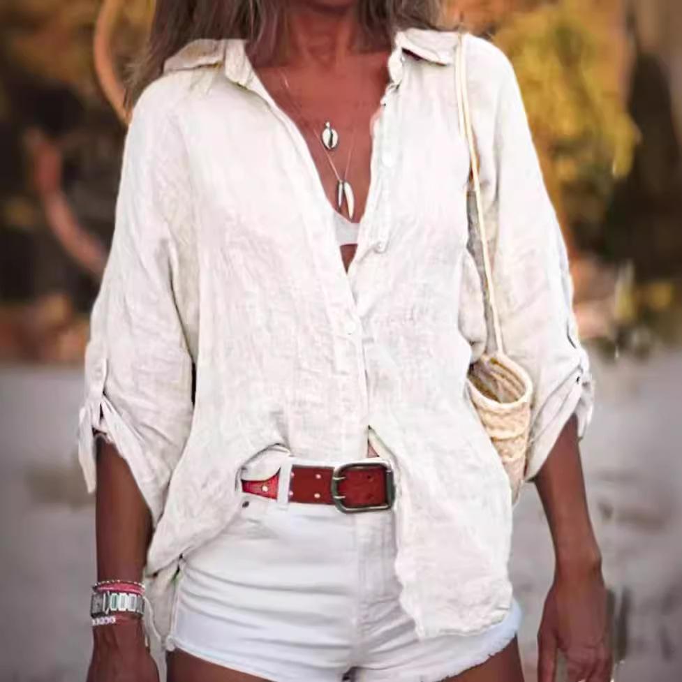 Women's Loose Fit Gray Long Sleeve Shirt