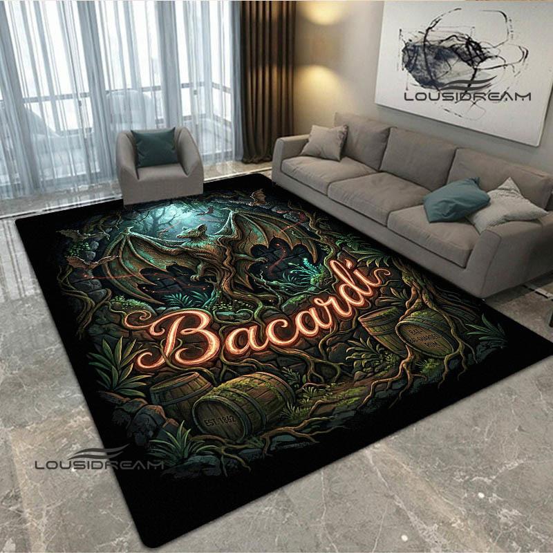 Tappeto stampato con logo Bacardi Tappeto antiscivolo Tappeti da esterno Tappeto per area Tappeto decorativo per camera da letto Tappeto per camera da letto Regalo di compleanno