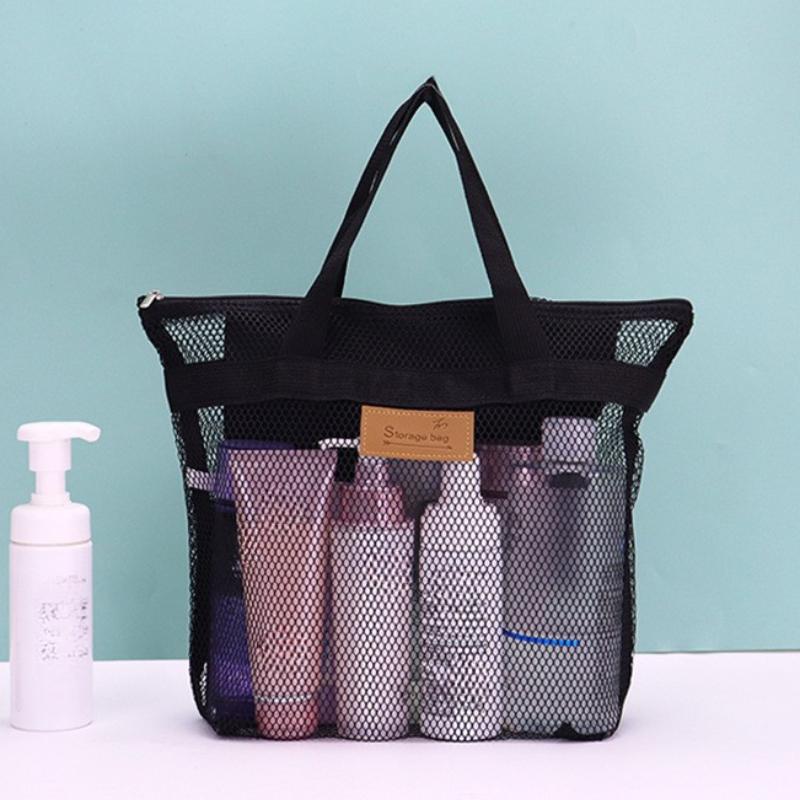 Mesh Makeup Toiletry Storage Bags Handbags Portable Travel Beach Washing Shower Tools Organizer Tote Cosmetic Organizer Pouch