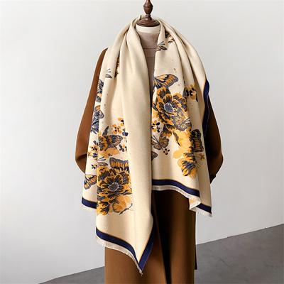 Winter Cashmere Scarf Women Print Floral Thick Pashmina Warm Blanke Shawl Wrap New Travel Decorate Foulard Popular Echarpe