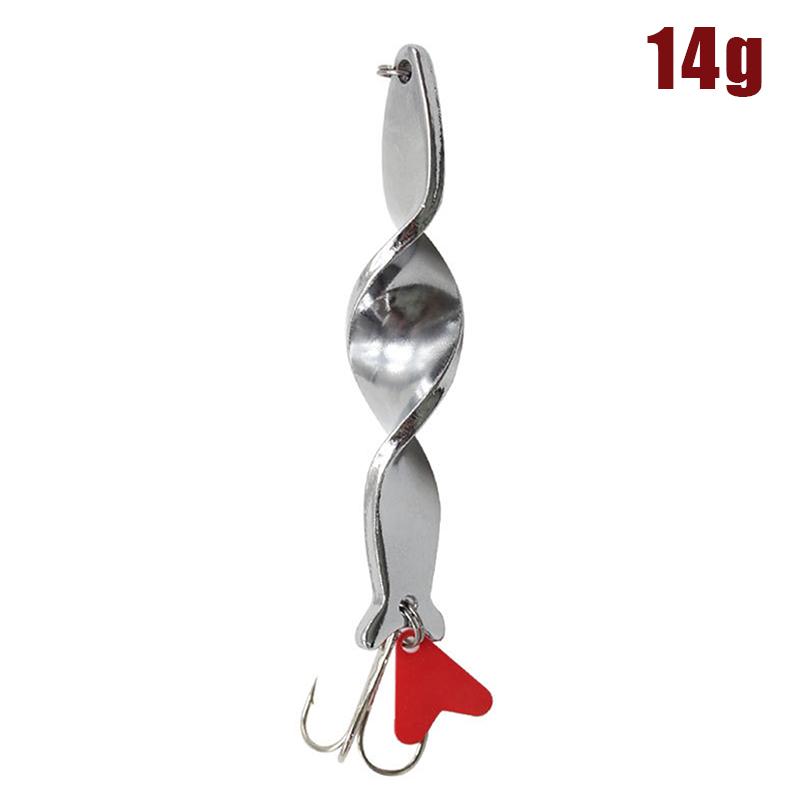 1Pcs Gold Silver 10G 14G 21G 28G Rotating Metal Spinner Spoon Fishing Lure Baits For Trout Pike Pesca Fish Treble Hook Tackle