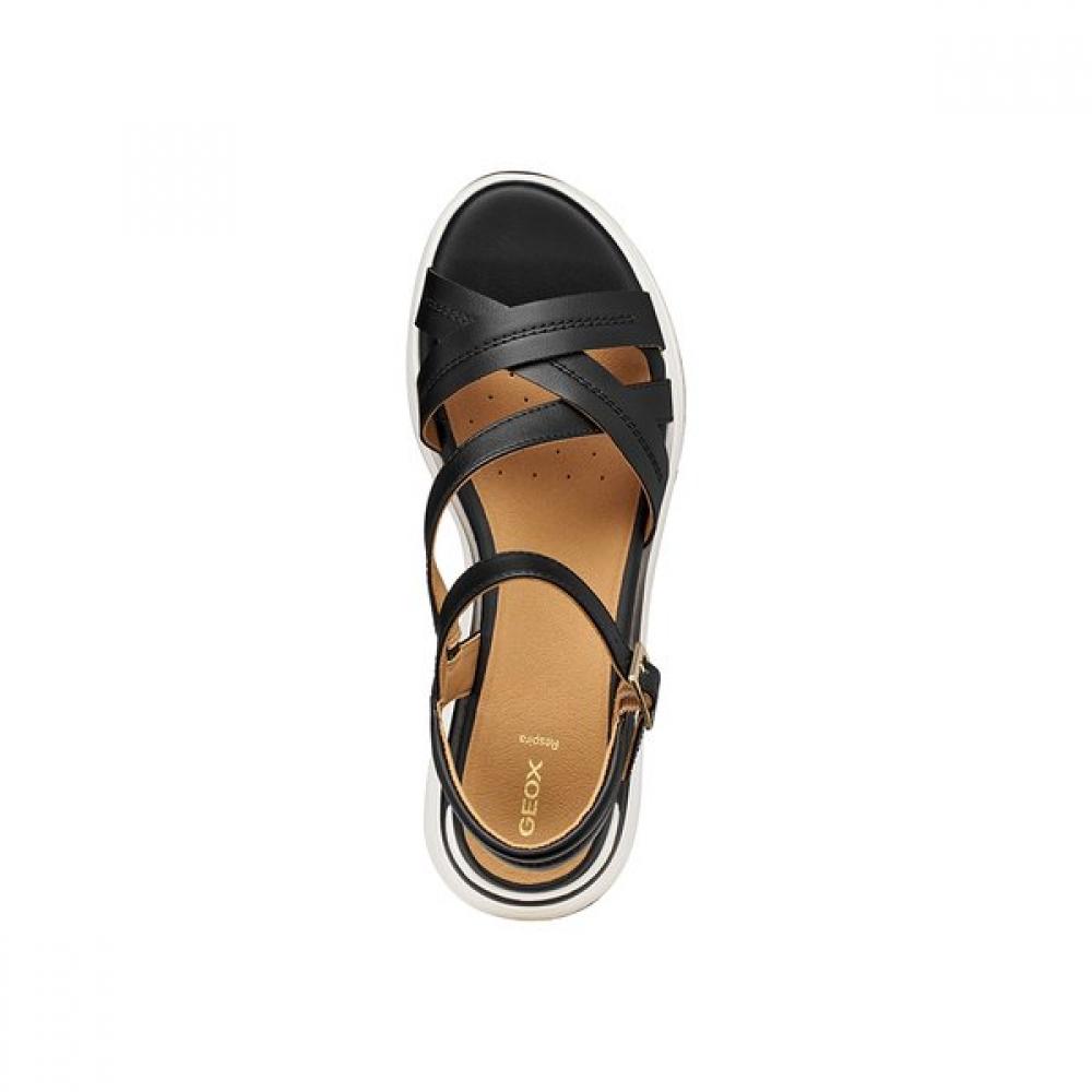 Geox Women S Comfort Wedge Diagonal Strap Sandal Black 8gx0ja6m1d Elowyn