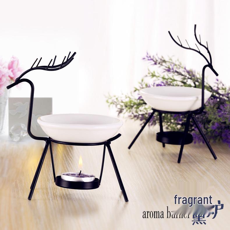 Deer Wrought Iron Aroma Burner Candle Holder with Gift Box for Indoor Fragrance