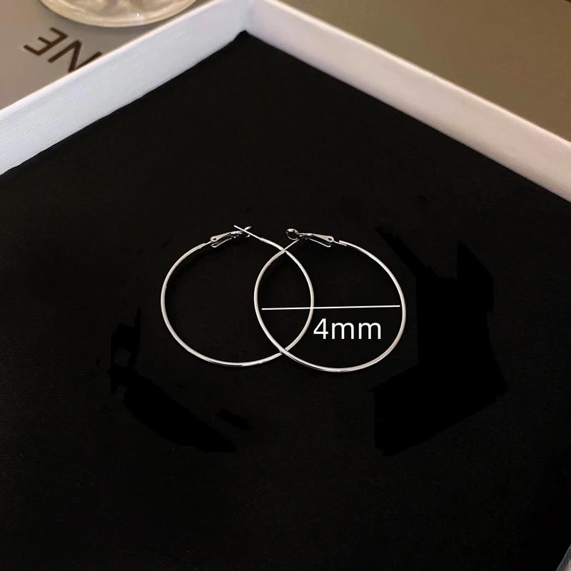 4CM 5CM 6CM Store Creoler for Kvinner Hiphop Rock Temperament Enkel Sirkel Rund Ørepynt Brincos Ornamenter Ørepynt