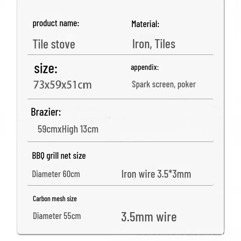 ZISIZ Multifunctional Indoor Fire Pit Brazier with Lid