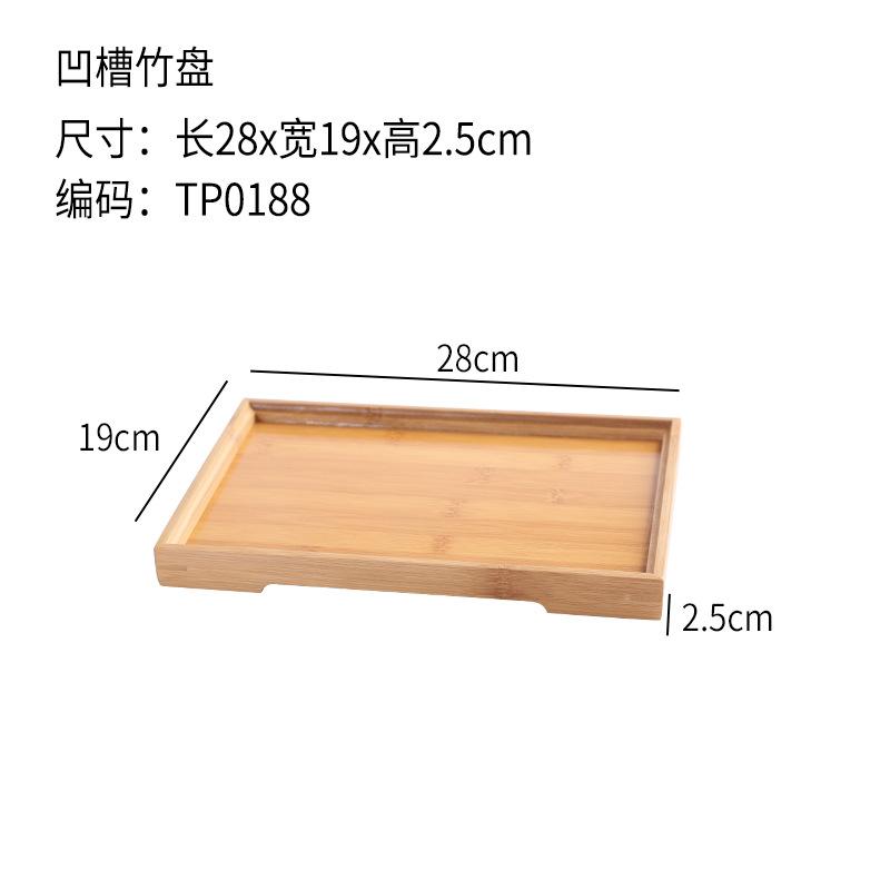 Japanisches Teetablett aus Bambus mit Griffen, rechteckiges Nan-Bambustablett, Home-Restaurant-Teetassen mit Teller, Serviertablett