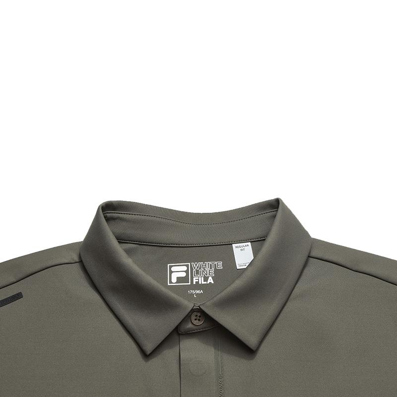 FILA White Fashion Simple Classic Basic Solid Color Casual Light Business Versatile Comfortable Long Sleeve Polo Shirt Men tops F11M613218FBN
