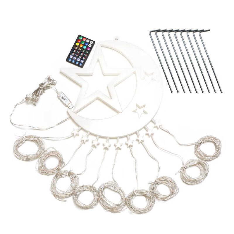 3.5m 346-LED Moon Star Waterfall Solar String Lights