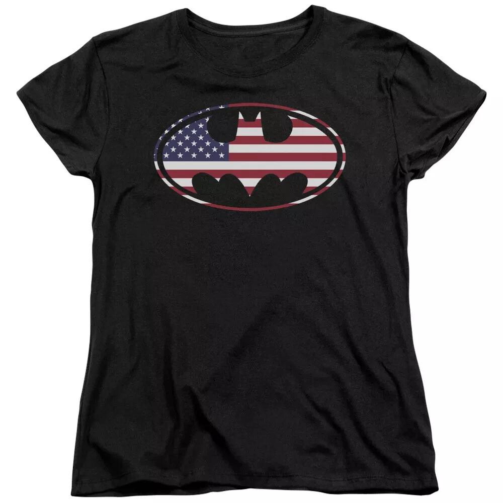 Batman  American Flag Shield  Women s T-Shirt S