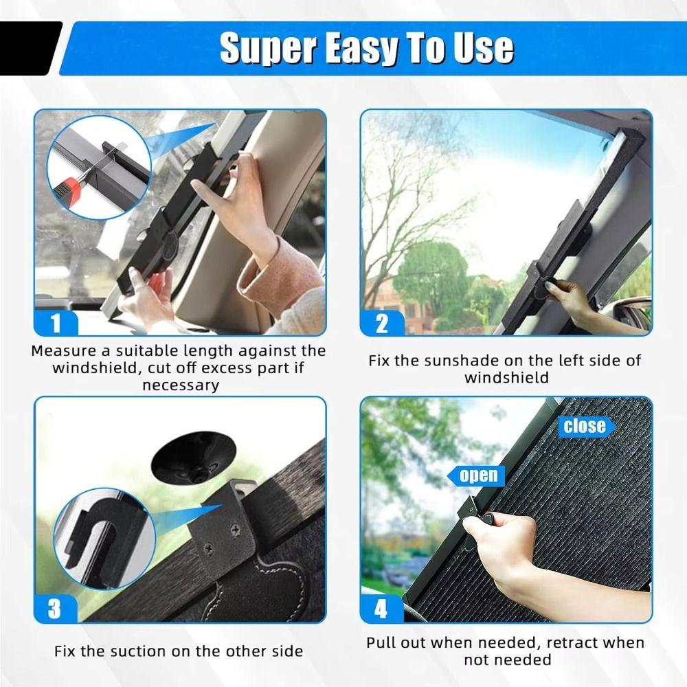 Retractable Set Car Sunshade Foldable Design Windshield Sun Shade Sun Visor Covers Rear Window