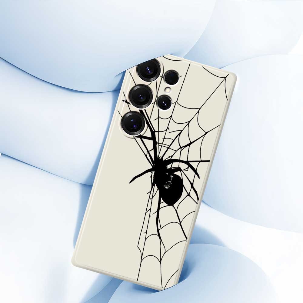 For Samsung Galaxy S25 Ultra Case Spider Pattern Printing Straight Edge TPU Phone Back Cover