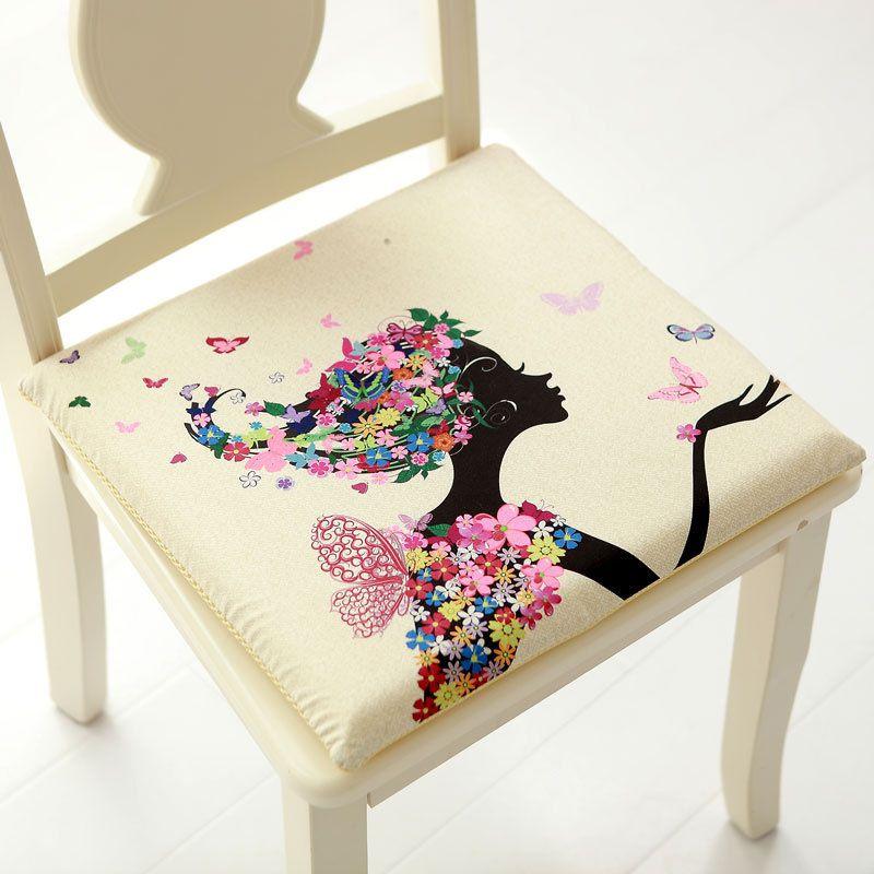 Cartoon-Muster Memory-Schaum Quadratische Stuhlkissen mit abnehmbarem waschbarem Bezug