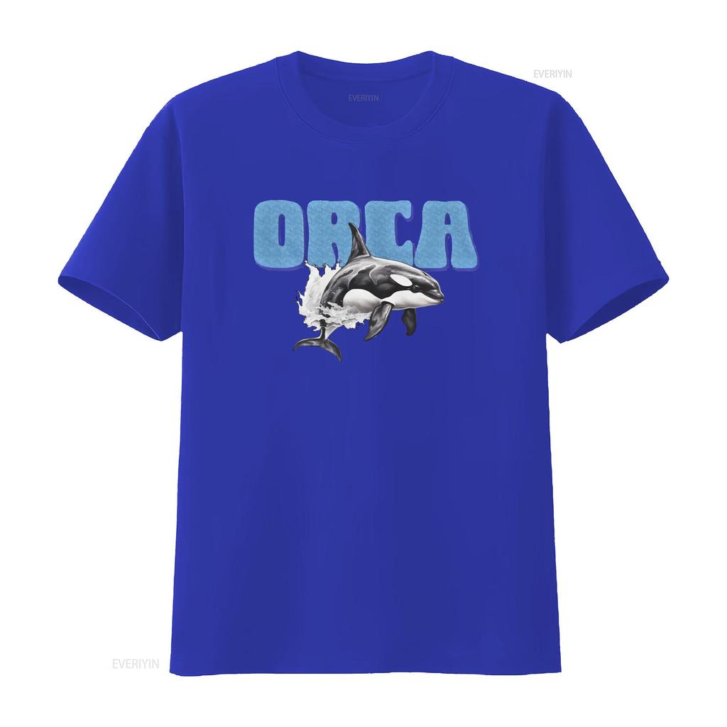 Orca Heavy Cotton T Shirt Killer Whale Design for Sea Lovers Vintage Washed Fashion Casual Versatile Stylish Soft Unisex