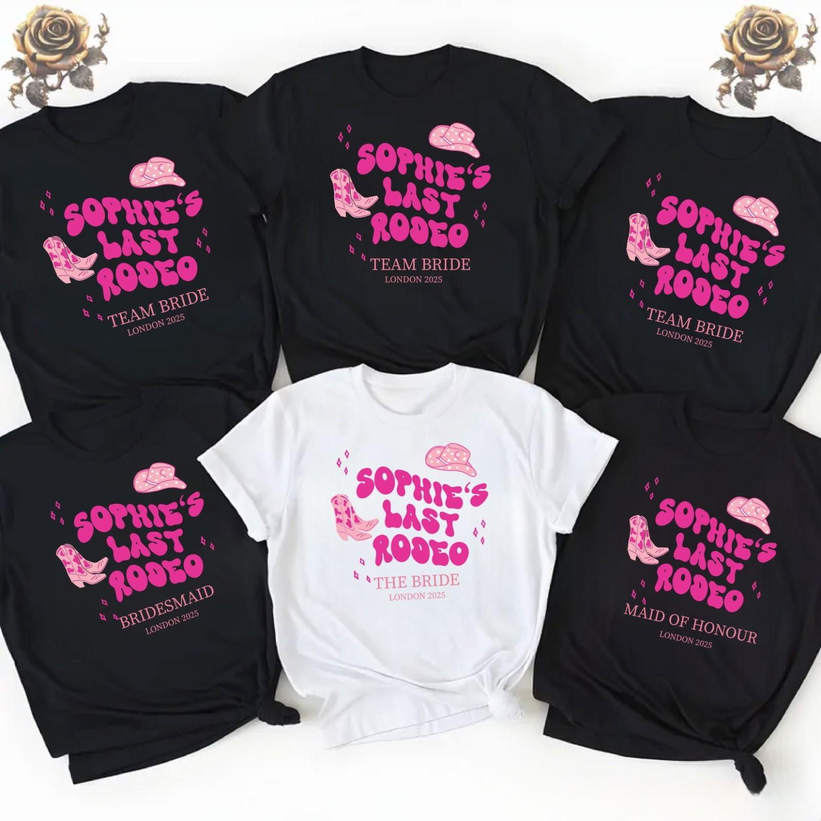 Personalised Hen Party T Shirt Mens Womens Tees Tops, Team Bride Group Shirt, Rodeo Cow 2XL