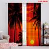 2pcs,2D Plane Printing Pattern Curtains Tropical Twilight 100% Polyester (without Rod) Holiday Use for Bedroom, Living Room,