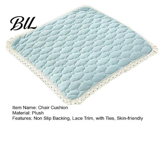 Warm Seat Cushion for Hard Chairs Plush Chair Pad with Ties, Non Slip Lace Trim, Washable Pads Straps 16 x Inch Dining Office Comfortable
