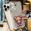 Phone Case: 2D Flat Suitable for iPhone 18 17 16 15 14 13 Pro, Transparent Four Corner Protective Case, Gold Glitter Little Bear, Christmas and Hallow