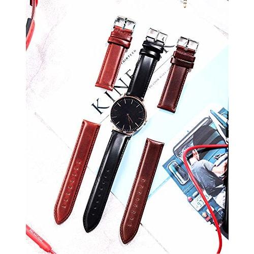 Bracelet de montre en cuir BINLUN, à dégagement rapide, bracelet de montre en cuir véritable pour hommes et femmes, bracelet de montre de remplacement en cuir, 12 mm, 13 mm, 14 mm, 17 mm, 18 mm