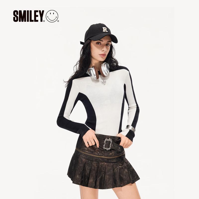

Smiley Color-Block Long Sleeve Slim-Fit Top M