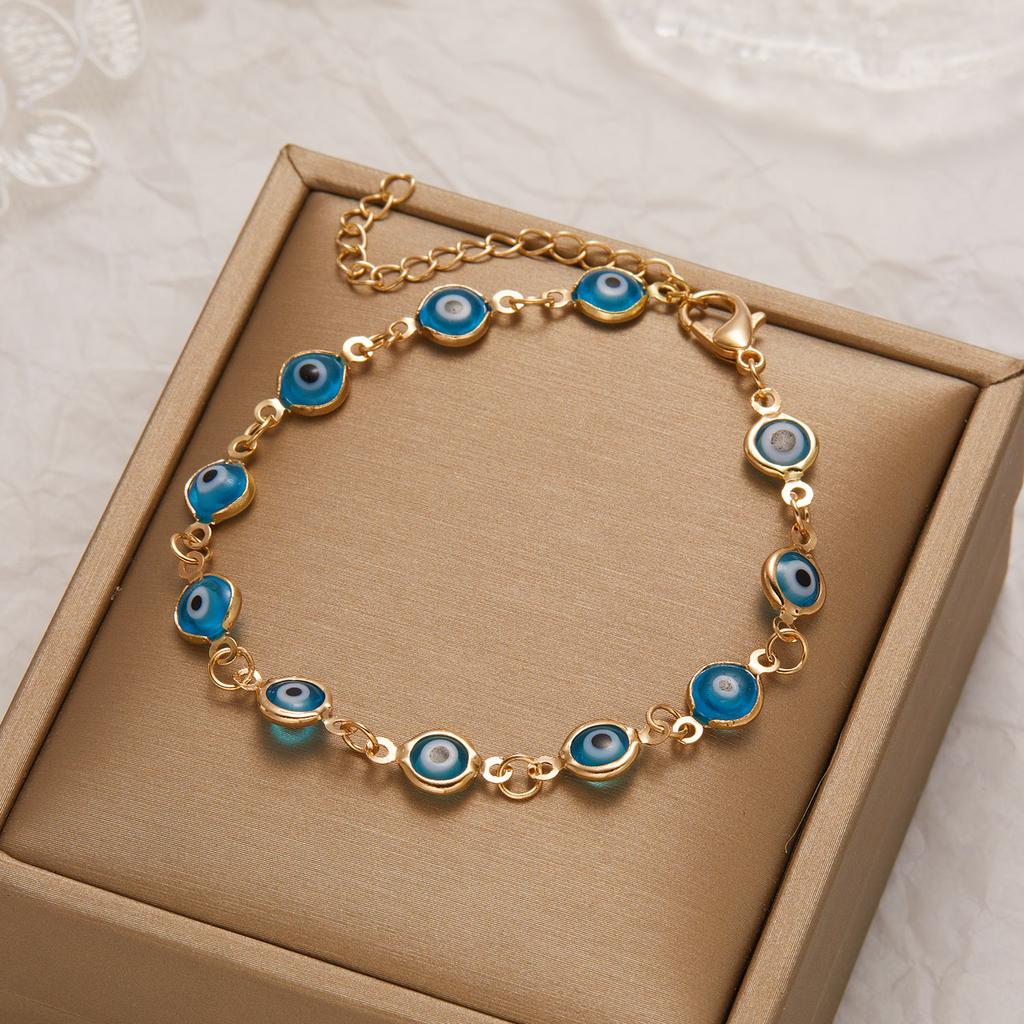 Turkish Blue Evil Eye Bracelet for Women Men Colorful Red Blue Turkey Eye Adjustable Metal Bead Bangles Lucky Wealth Jewelry