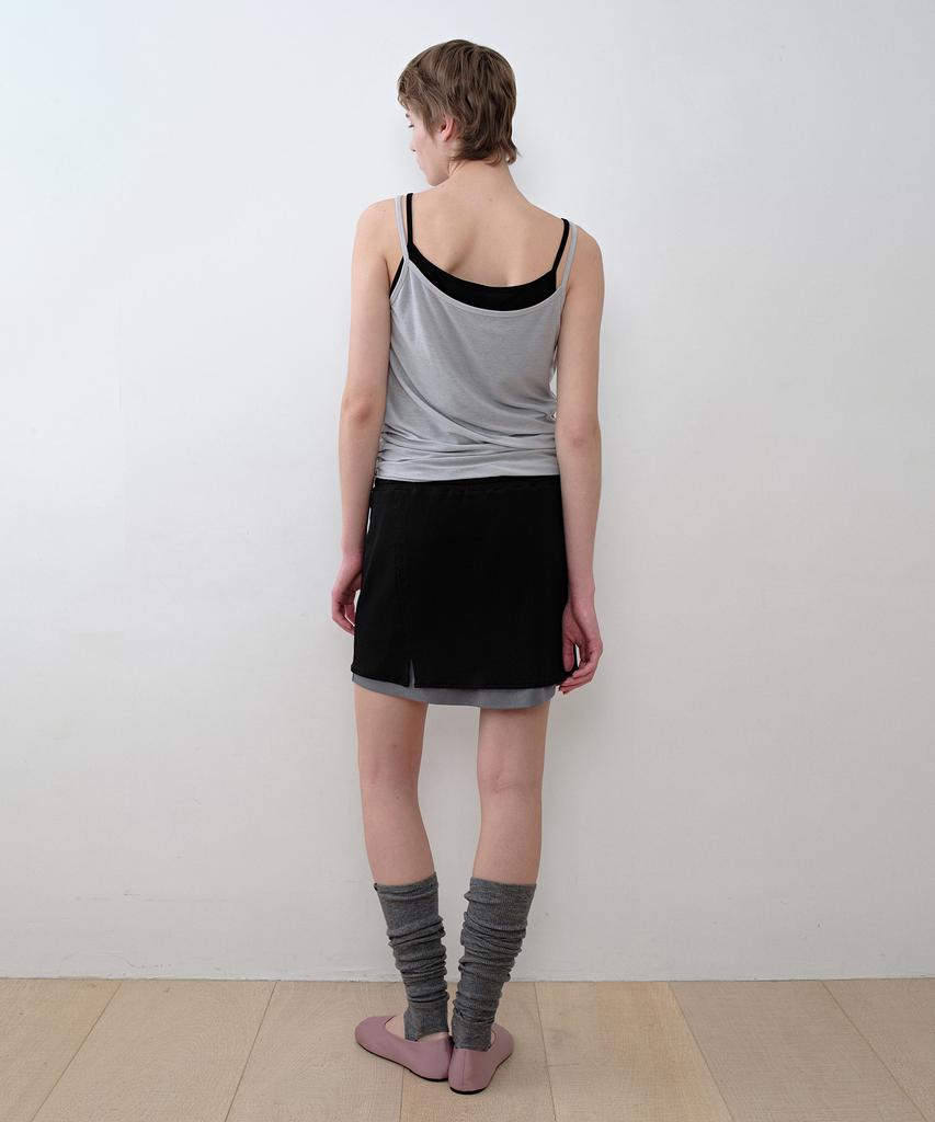 Simeteuligpeosenteu Knitlike Layered Mini Skirt / Black