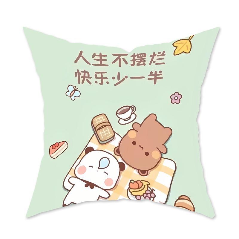 Cute Cartoon Pillow Decorative Sofa Living Room Cushion Bedroom Cartoon Pattern Pillow Back Pillow Lumbar Pillow Case