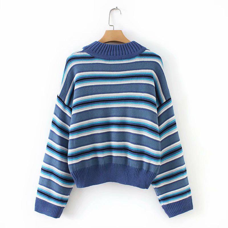 Dámské korejské oblečení Harajuku pro ženy Volný podzimní pruhovaný studentský svetr Kawaii Pulovr Ulzzang