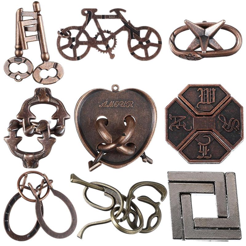 9Pcs Set 3D Metal Unlock Intelligence High Difficulty Level Iq Brainteaser Games For Adults Kids Juegos De Ingenio Y Habilidad