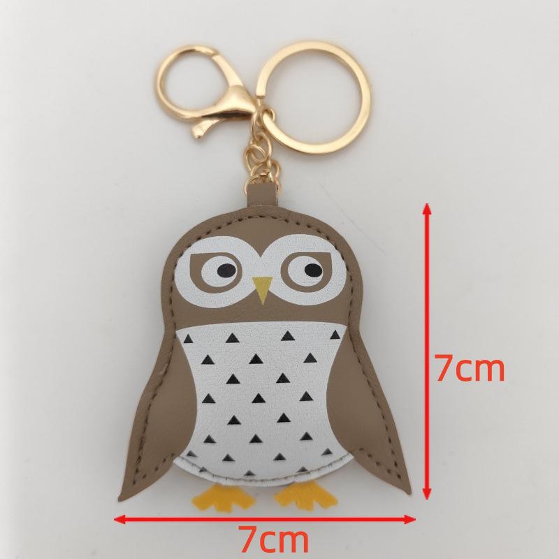 High-End Owl Charm Leather Key Accessory with 3D Cotton Design