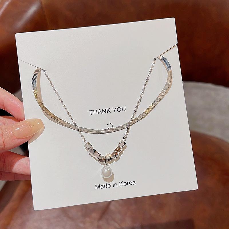 

Элегантное двухслойное жемчужное ожерелье из Южной Кореи — модное, универсальное и шикарное X1117 серебряный